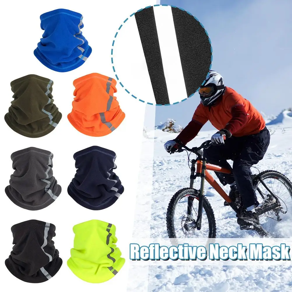 Winter Cycling Motorcycle Bandana Thermal Fleece Warm Reflective Tube Neck Scarf Cover Facemask Neck Multi-functional Face W9s9