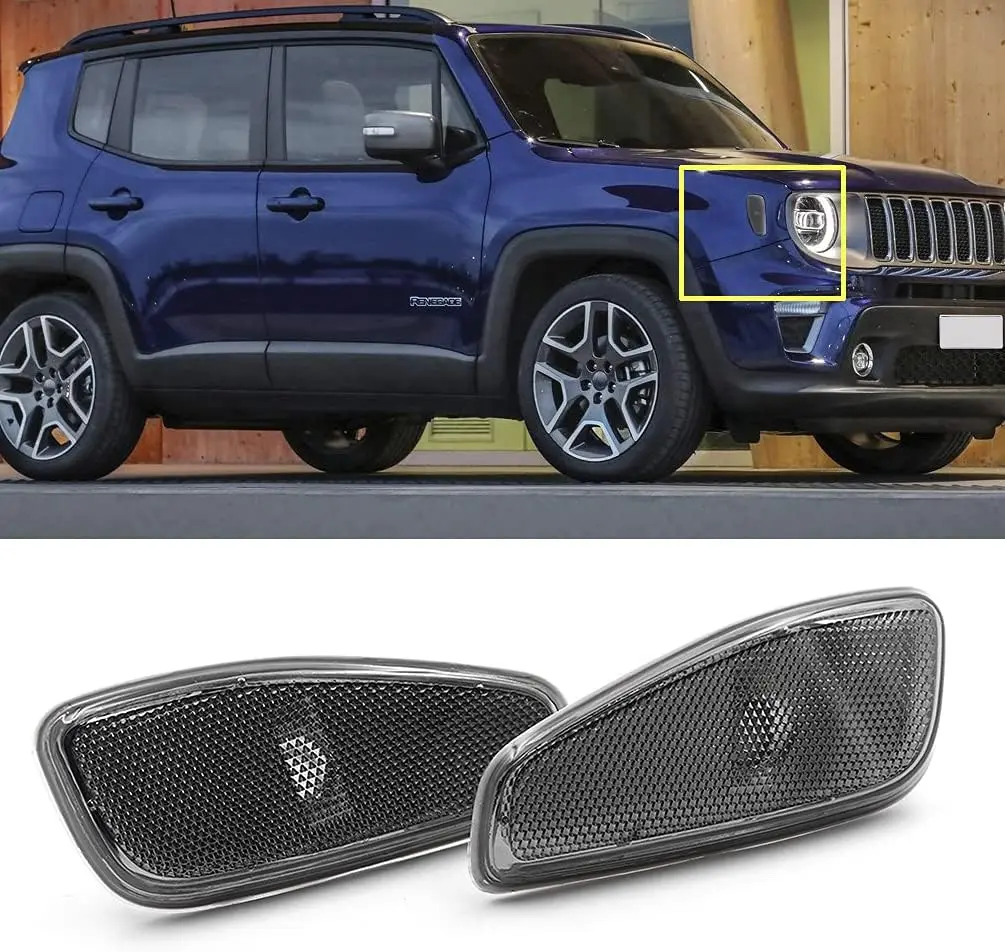 For Jeep Renegade 2014-2023 Accessories  Side Reflection Warning Turn Signal Light Lamp Front Turn Signals Side Light & Cover