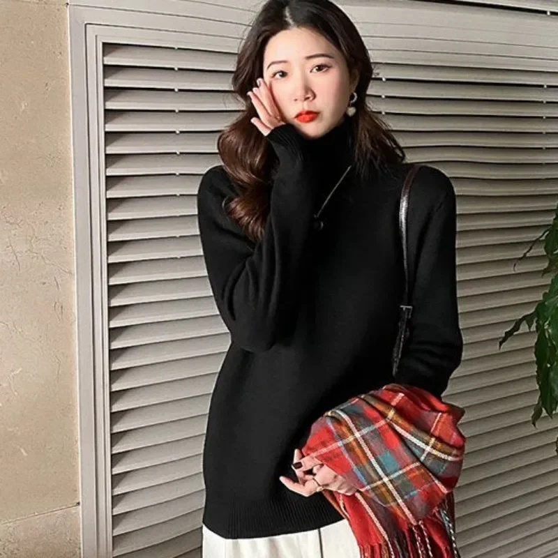 2023 New Plush Thickened Pullovers All-in-one Plush Sweater Women Winter Bottoming Shirt High Neck Undershirt Warm Knitwear