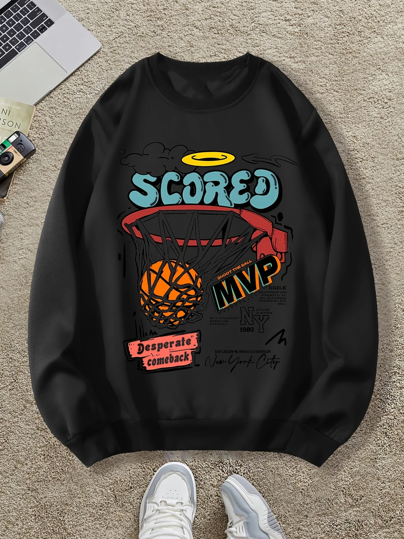 

Повседневная баскетбольная толстовка с принтом, осенне-зимняя мужская и женская спортивная одежда с длинными рукавами, повседневная свободная уличная толстовка