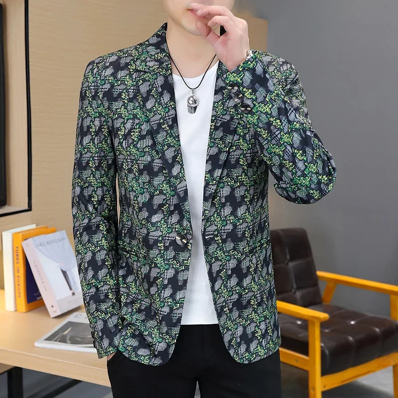 

High Quality Blazer Men's Korean Fashion Youth Business Elegant Fashion Casual Premium Nightclub Simple Slim Suit Jacket
