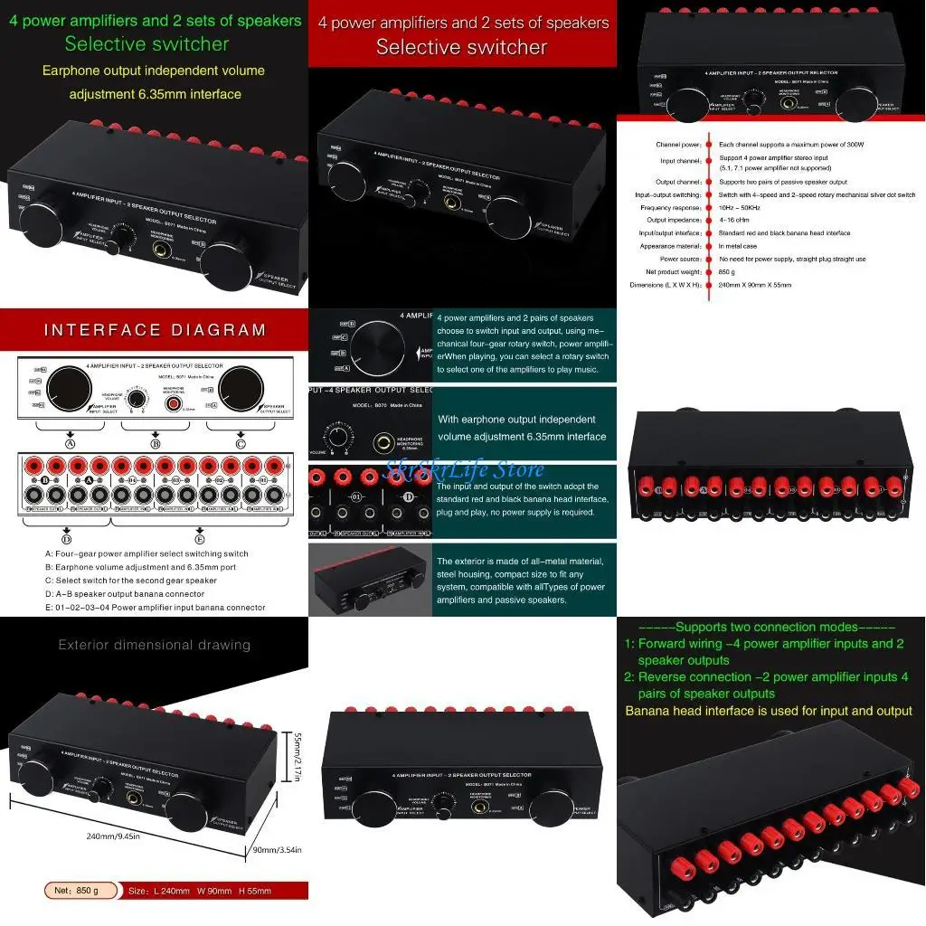 

E65E Distribution Splitters 2 In 4 Out/4 in 2 out Power Amplifiers Speaker Switcher