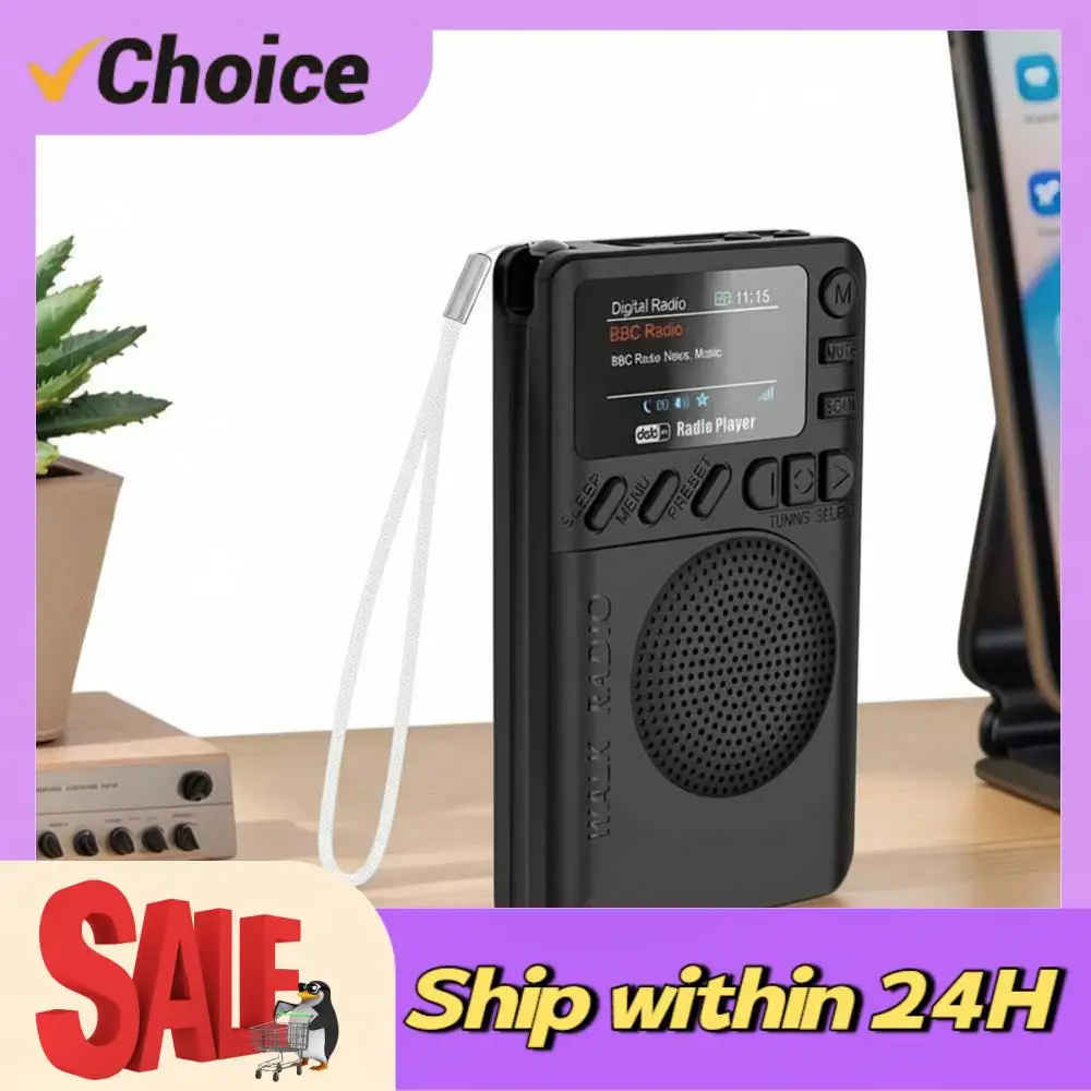 

Mini DAB FM Digital Radio with Headphone Jack Color Screen Pocket Radio BT5.0 MP3 Playback Speaker for Running Sports