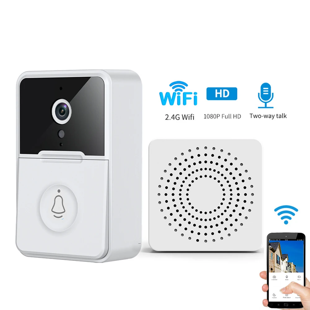 Timbre de puerta inalámbrico con cámara de vídeo HD, sistema de intercomunicación bidireccional para visión nocturna, dispositivo de seguridad inteligente para el hogar, 2,4G, WIFI