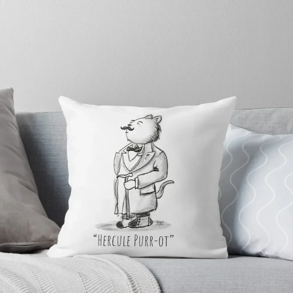 Hercule Purr-ot, Cat Detective! Throw Pillow Pillowcases Pillow Case Christmas pillow