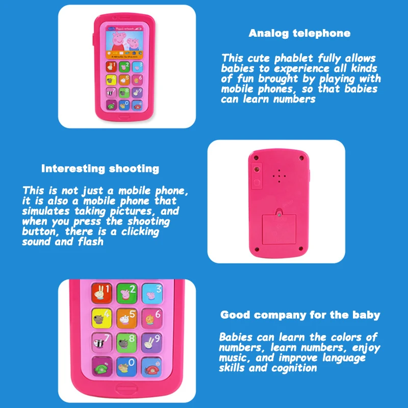 Peppa Pig Emulate Mobile Phone Kids Early Education Playing House Emulation Sound Light Music Tablet Phone Toys Gifts Child Toy