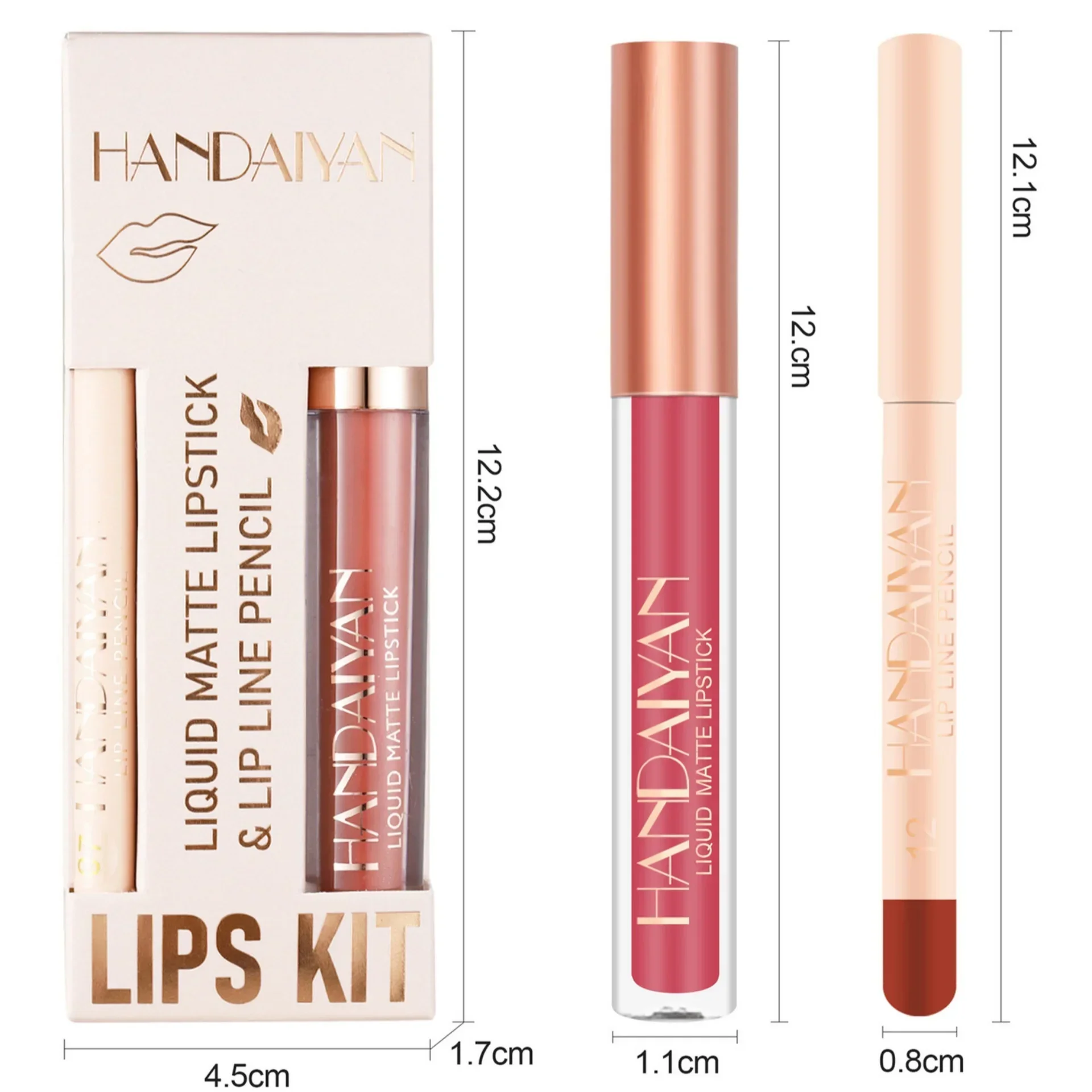 ผู้หญิง 2-in-1 Liquid ลิปสติกชุด Lip Liner กันน้ําเกาหลีแต่งหน้า Matte FINISH Non-Stick CUP ชุดเครื่องสําอาง