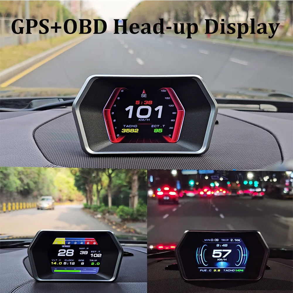 GPS + OBD Auto Per HUD Elettronica Per Auto Display Head Up Digitale LED Doppio Sistema Indicatore Intelligente Con Velocità di Avvertimento