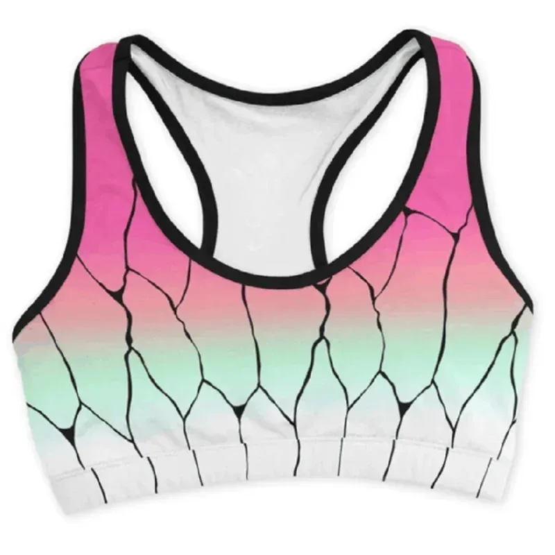 اللياقة البدنية الصالة الرياضية أنيمي شيطان القاتل Kochou Shinobu تأثيري حلي الرياضة تجريب الجري قصيرة الصدرية ملابس رياضية لليوجا رياضية