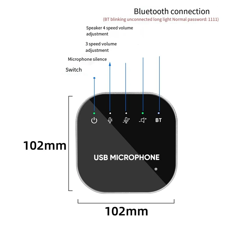 RISE-Настольная USB-спикерфон для конференций, микрофон BT 360° °   Всенаправленный конденсаторный компьютерный микрофон с динамиком