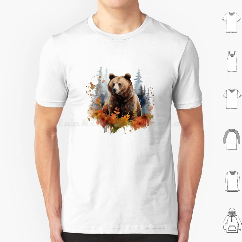 Grizzly Bear T Shirt 6xl Cotton Cool Tee Grizzly Bear Grizzly Bear Brown Bear