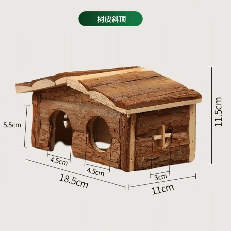 Natural Bark Slant Top Wooden Hamster Hut Special For Dwarf Hamsters Like Campbell Winter White Pearl Hamster Small Pet House