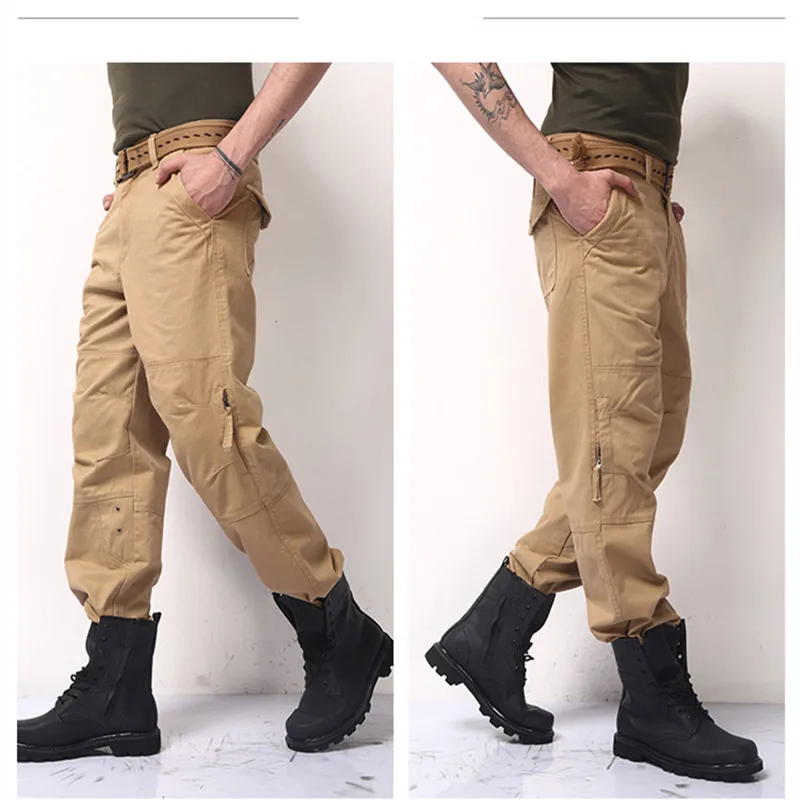 

Spring Mens Cargo Pants Military Men Trousers Casual Cotton Loose Tactical Pants Multi-Pocket Army Pantalon Militaire Homme