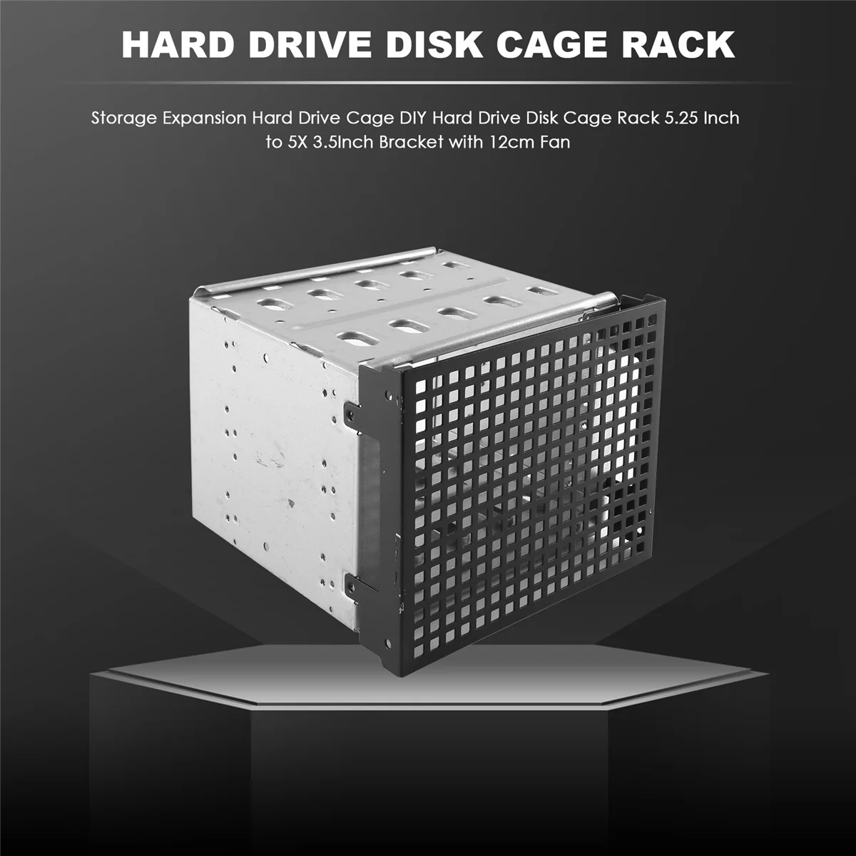 Storage Expansion Hard Drive Cage DIY Hard Drive Disk Cage Rack 5.25 Inch to 5X 3.5Inch Bracket with 12cm Fan HOT