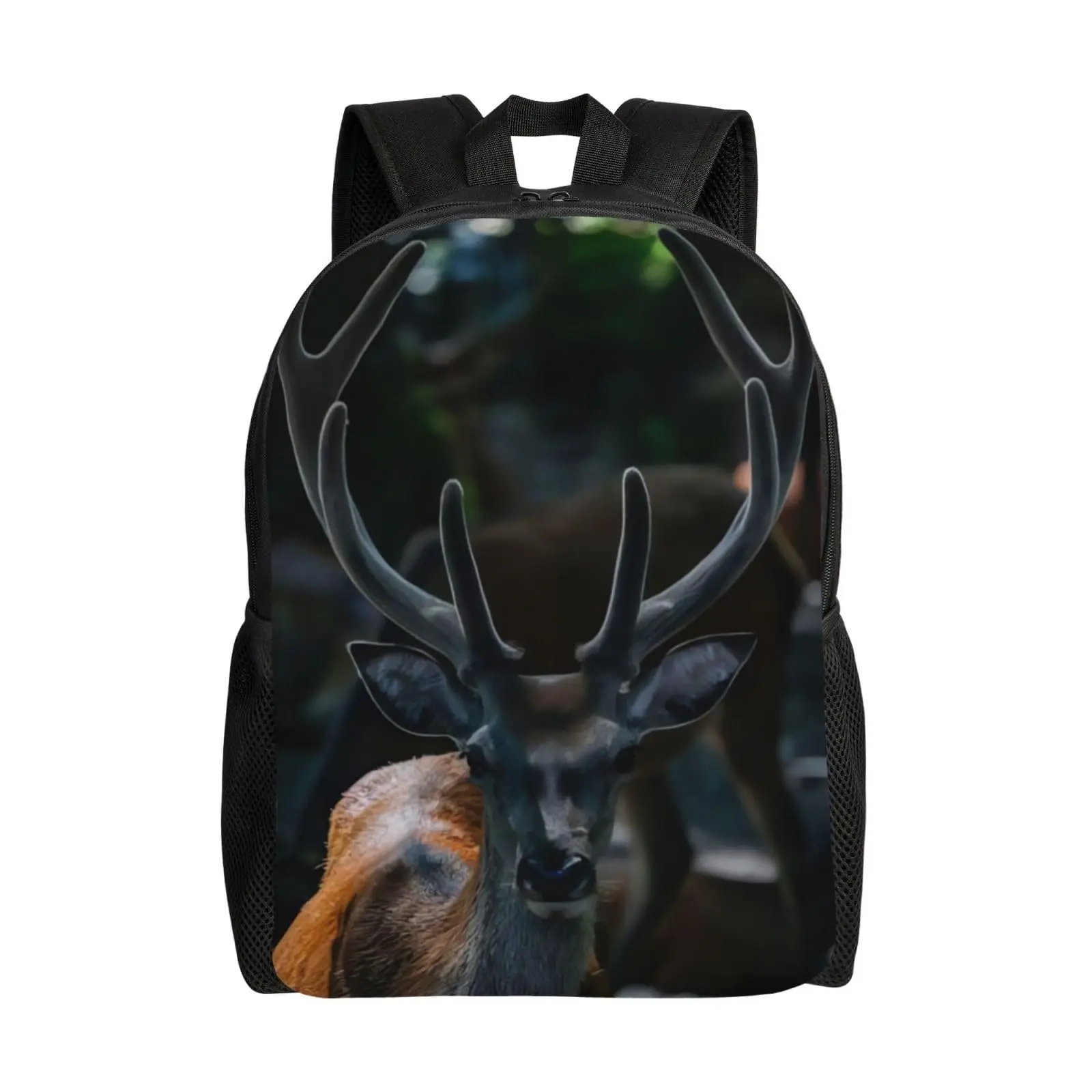 Mochila de ombro multifuncional para crianças, bandeira americana com veados de caça, mochila casual animal, escola primária, série