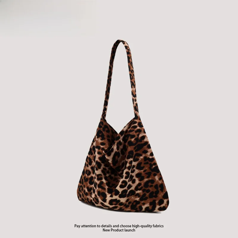 

ZAR FENDEN корейская холщовая сумка с леопардовым принтом, женская сумка 2025 года, новая рабочая сумка Lazy Sle на одно плечо