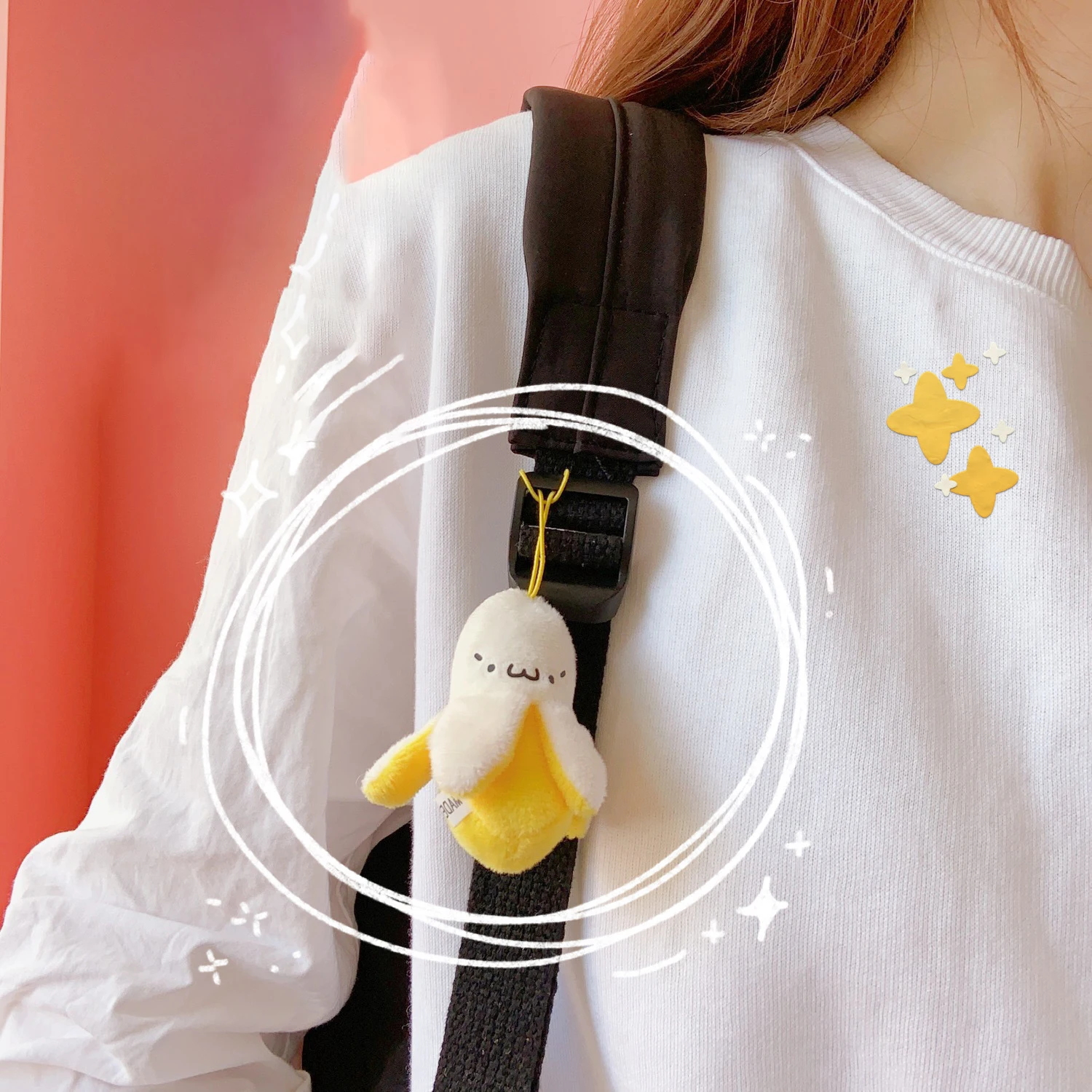 1-20 pçs unissex saco pingentes encantos bonecas de pelúcia descascado banana bonito kawaii doce na moda saco acessórios chaveiros multifuncionais