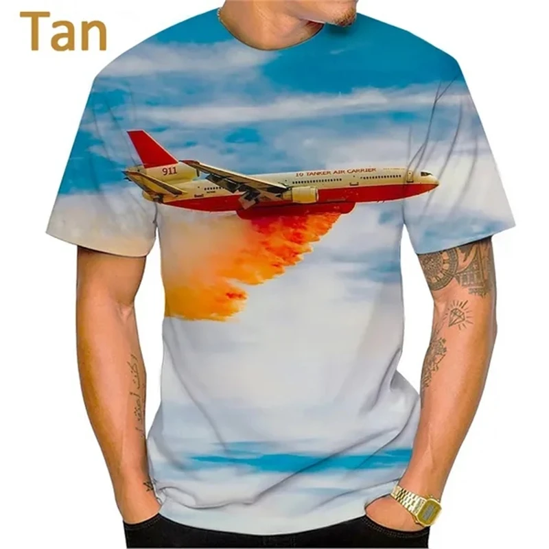 

Blue Sky Airplane Graphic Tshirt For Men 3D Printed Unisex Cool Casual Short-Sleeved T Shirt Mens Breathable Oversized Tees Top