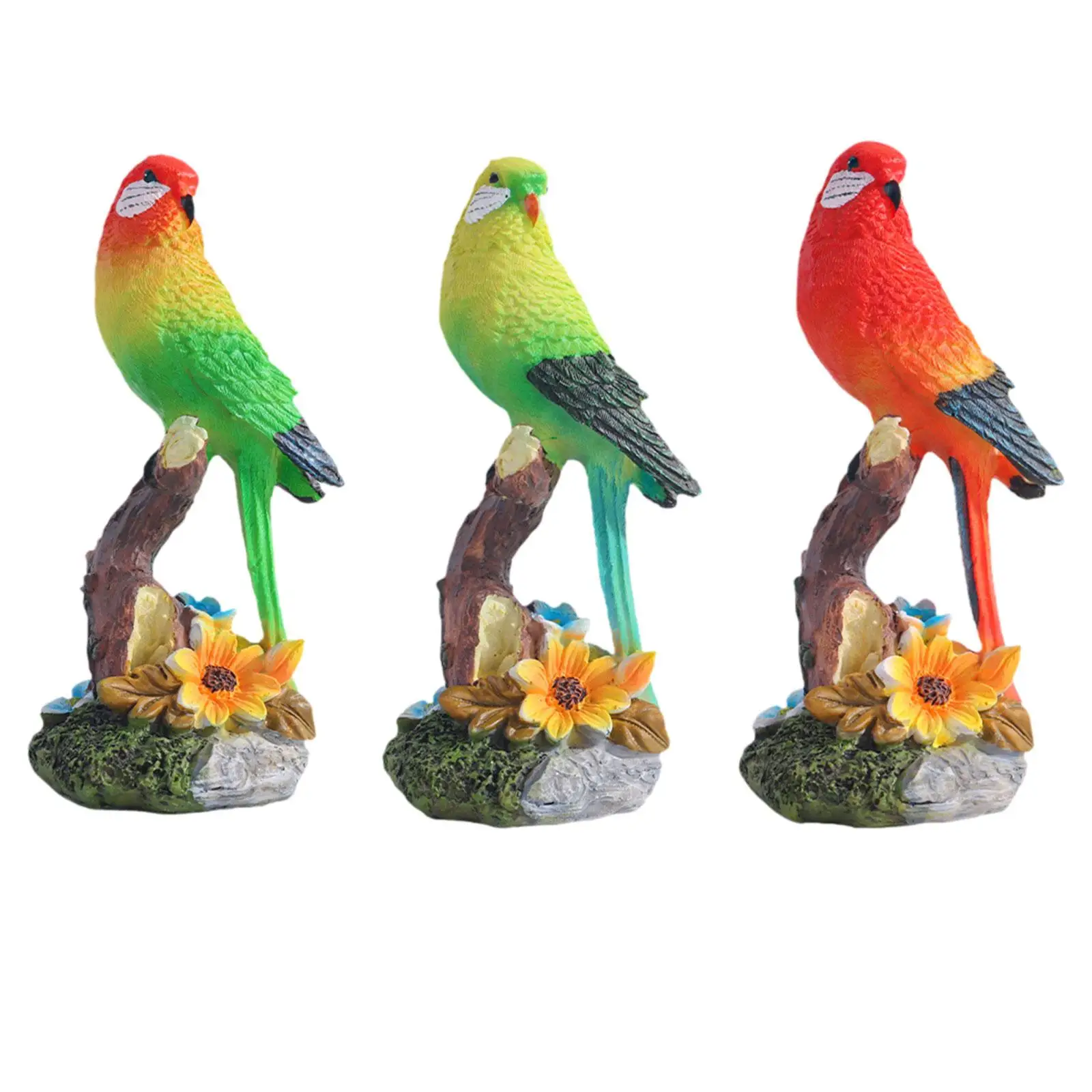 Bird Sculpture Figure Decoration Collectible Parrot Garden Statue Resin Figurine for Housewarming Porch Pond Planter Plant Pots