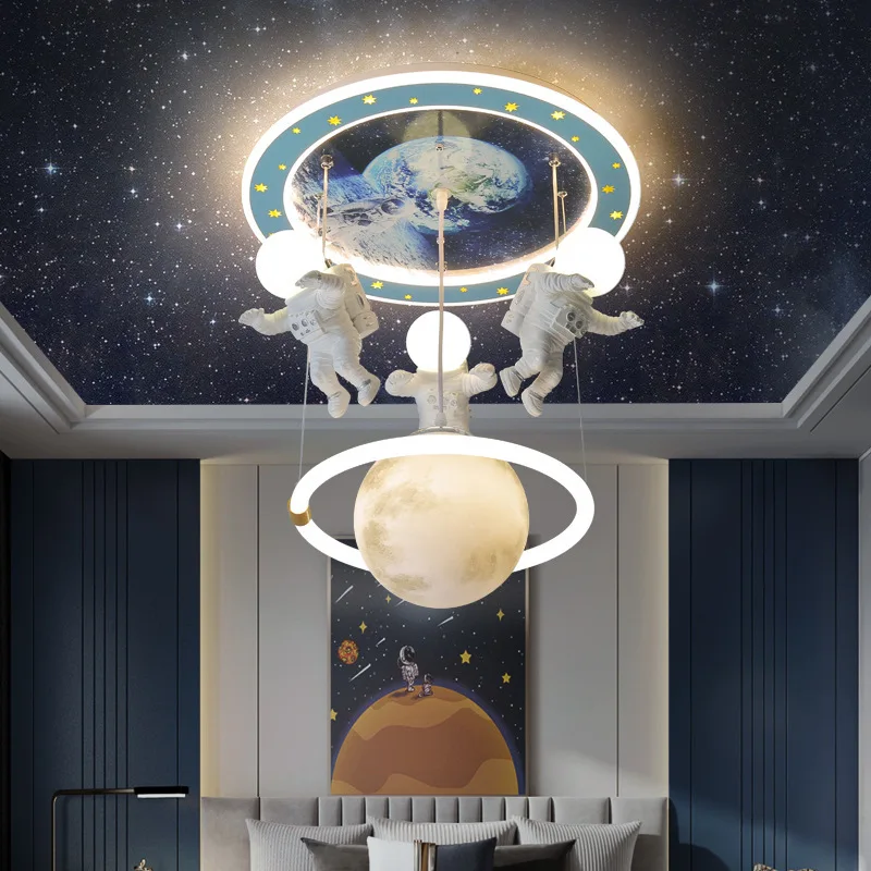 

Modern Led Ceiling Chandelier For Children's Room Boy Bedroom Living Room Decoration Home Decor Creative Planet Pendant Light