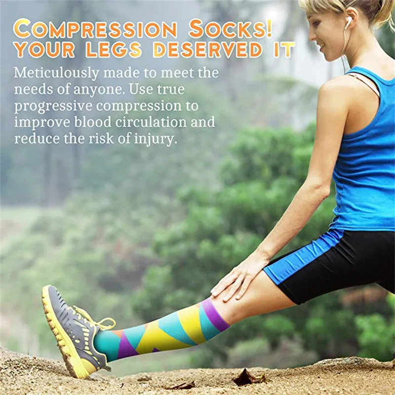 Unisex 20-30 Mmhg Compression Socks Medical Varicose Veins Pregnancy Nursing Athletic Football Soccer Stockings Sport Socks