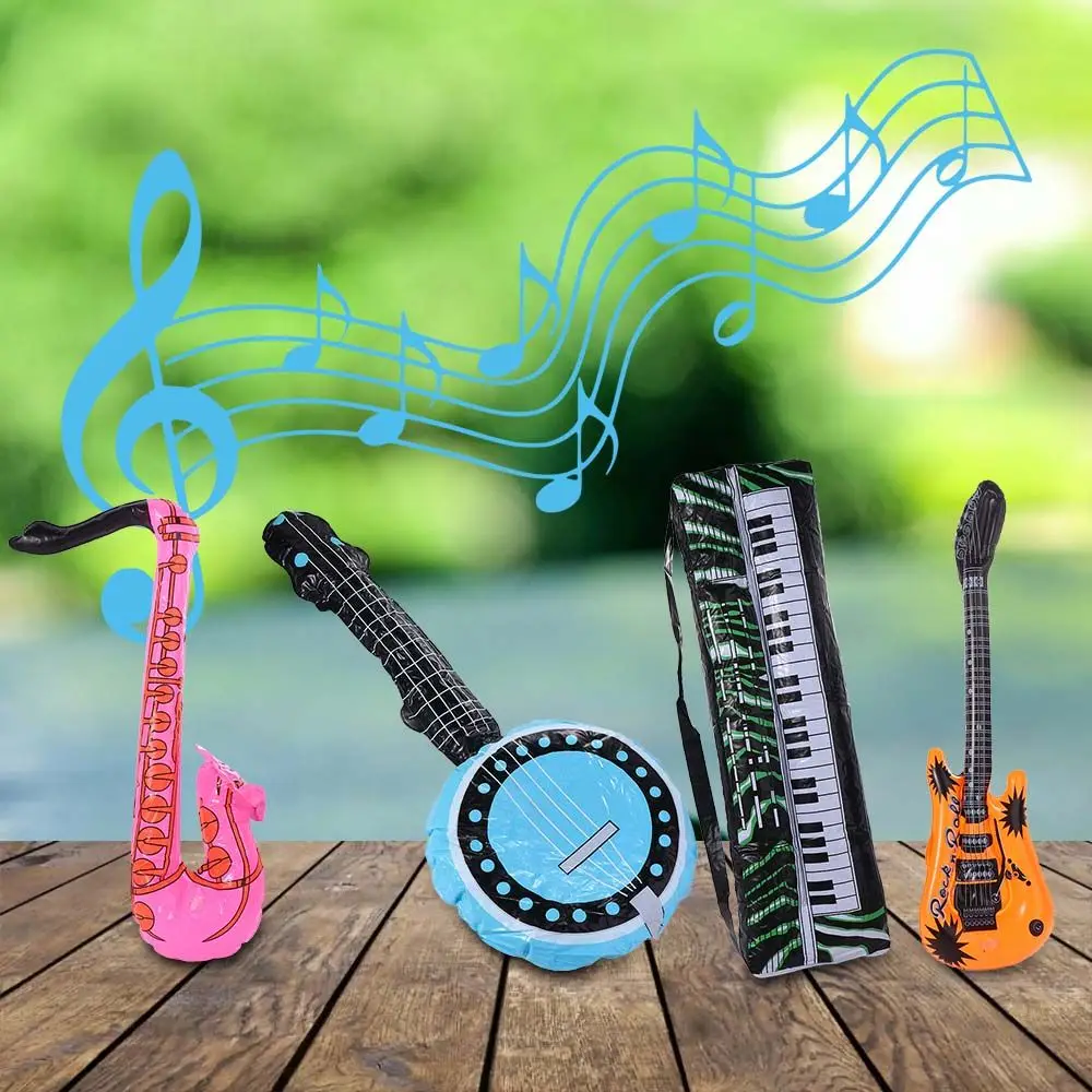 Inflatable Props Inflatable Guitar Balloon Microphone Balloons Instrument Ukulele Toys Inflatable Musical Instrument Toys