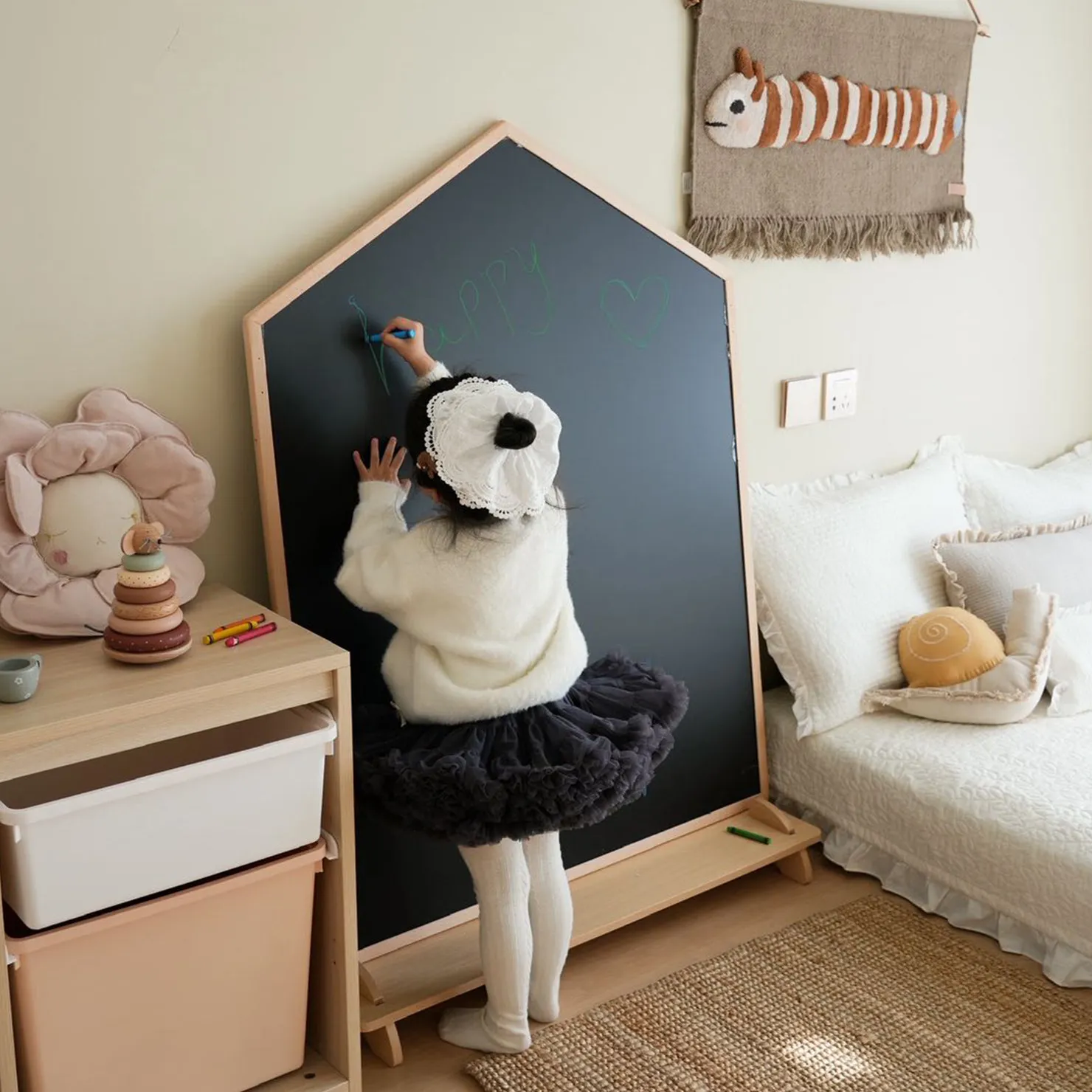Children's drawing board dust-free magnetic graffiti small blackboard double-sided baby painting bracket type household