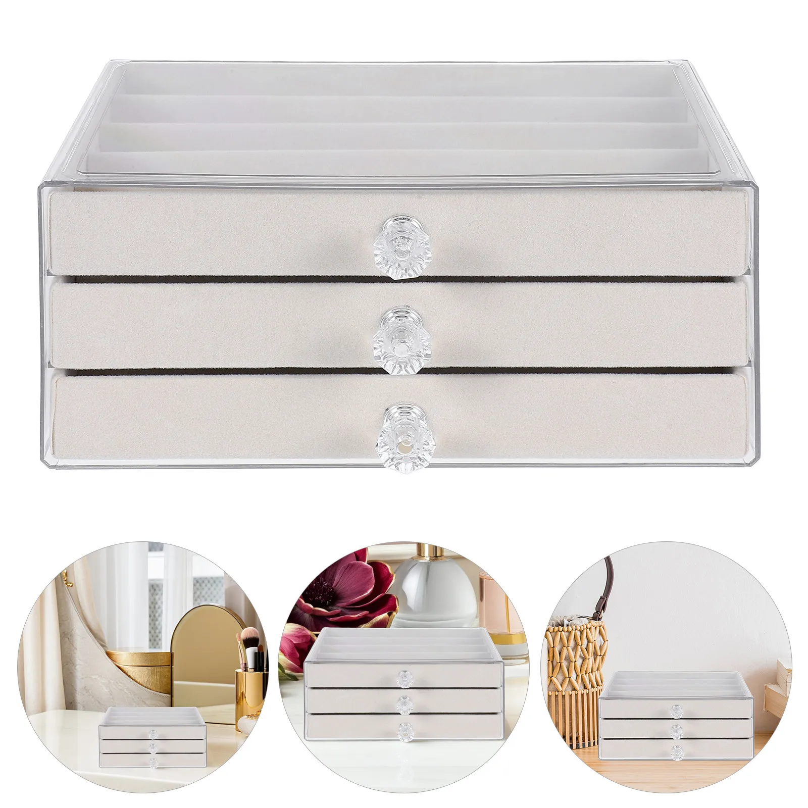 Multifunctional Jewelry Organizer Box Drawer Style Necklace Storage Case for Bracelets Pearls Beads Elegant Vanity