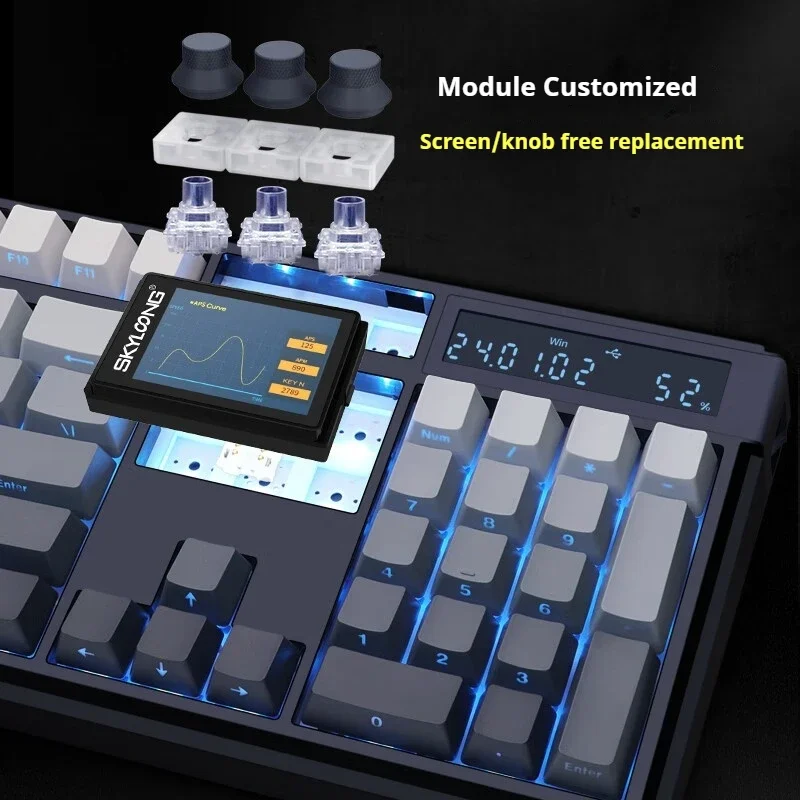 Imagem -05 - Teclado Mecânico Teclado sem Fio Retroiluminado Hot Swap Gasket 8k Baixa Latência Três Botões Tela Personalizada Skyloong-gk104pro