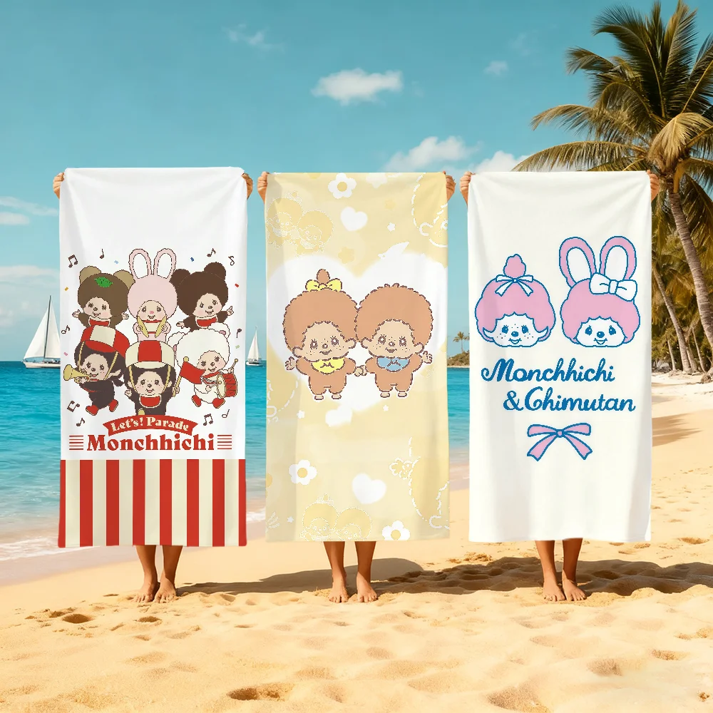M-Monchhichi-s CUTE Towel Large Quick-Drying Microfiber Soft Beach Towel for Travel Fitness Sauna Bathing Camping
