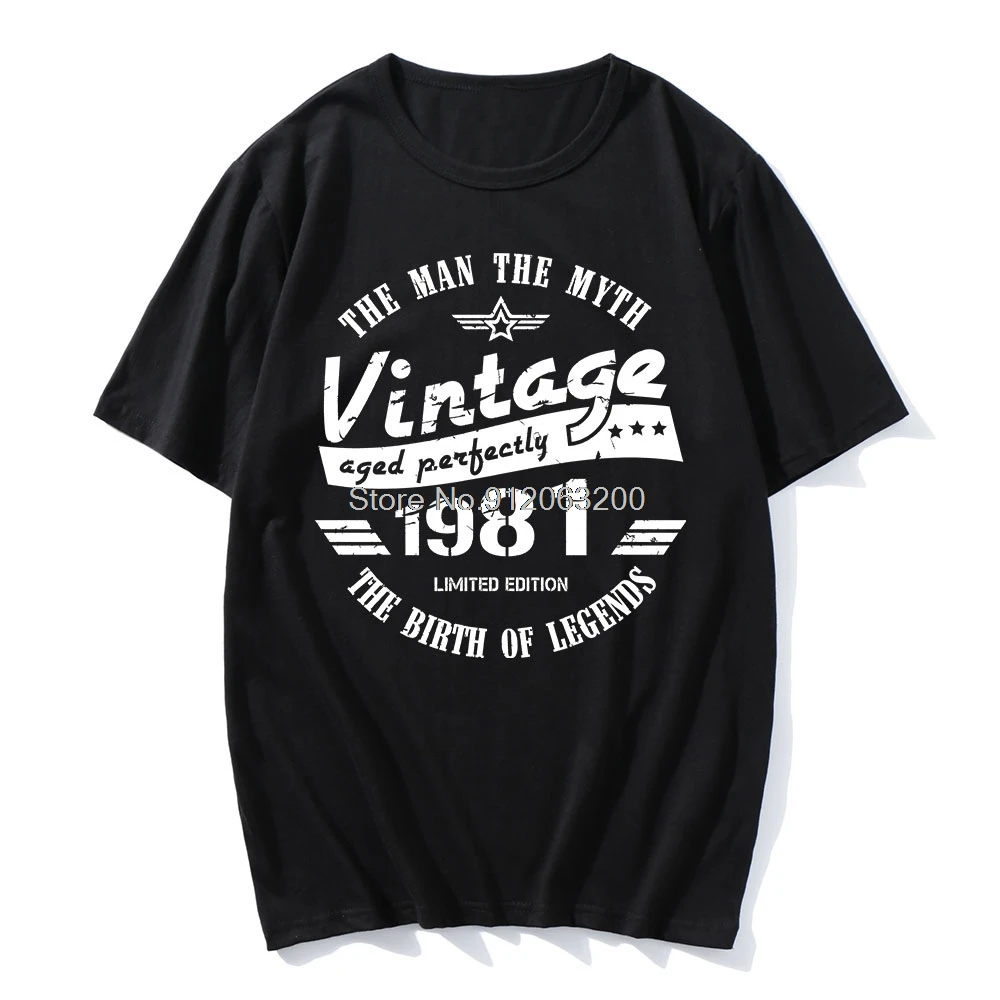 Vintage 1981 Old Printed T-Shirts Funny T Shirt Men's Clothing Oversized Unisex Tops Streetwear Fitness T Shirt