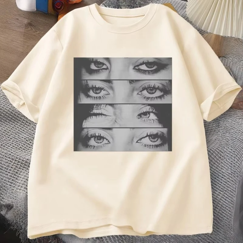 Artistic Eye Collage T-shirt Men Women Heavy Cotton Tshirt Casual Short Sleeve Graphic Tshirt Trendy Unisex Y2k Clothes Tees