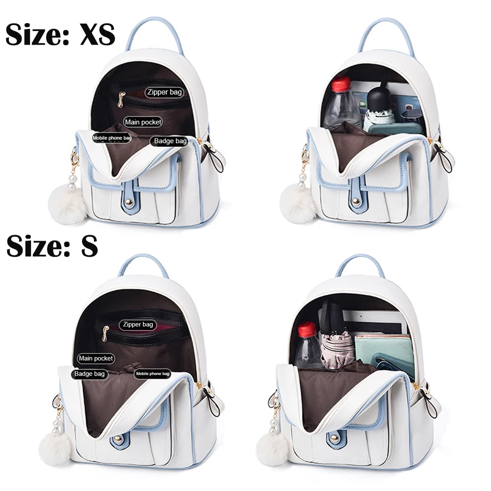 Lässige Reise Mini Rucksack Frauen Rucksack Teenager Schüler Schult aschen Mädchen niedlichen Plüsch ball Pu Leder Schulranzen Umhängetasche