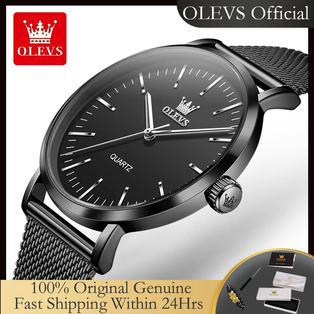 OLEVS 7125 Original Quarzuhr für Herren Minimalistisch Ultra-Dünn 9mm Elegante Herrenuhren Original Wasserdicht Geschäftsmann-Uhr