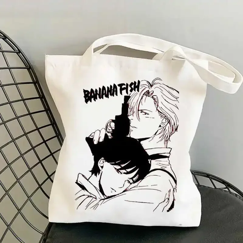 Shopping Tote Bag Shoping Reusable Bolsa Compra Boodschappentas Sacolas Banana Fish Shopping Bag Grocery Shopper Canvas Bag