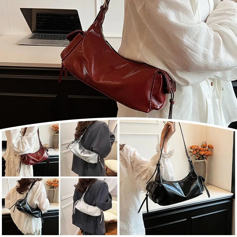 2024 New High-End Soft PU Leather Shoulder Bag For Women All-match Commuter Underarm Bag Fashion Large Capacity Shoulder Ba W1I6