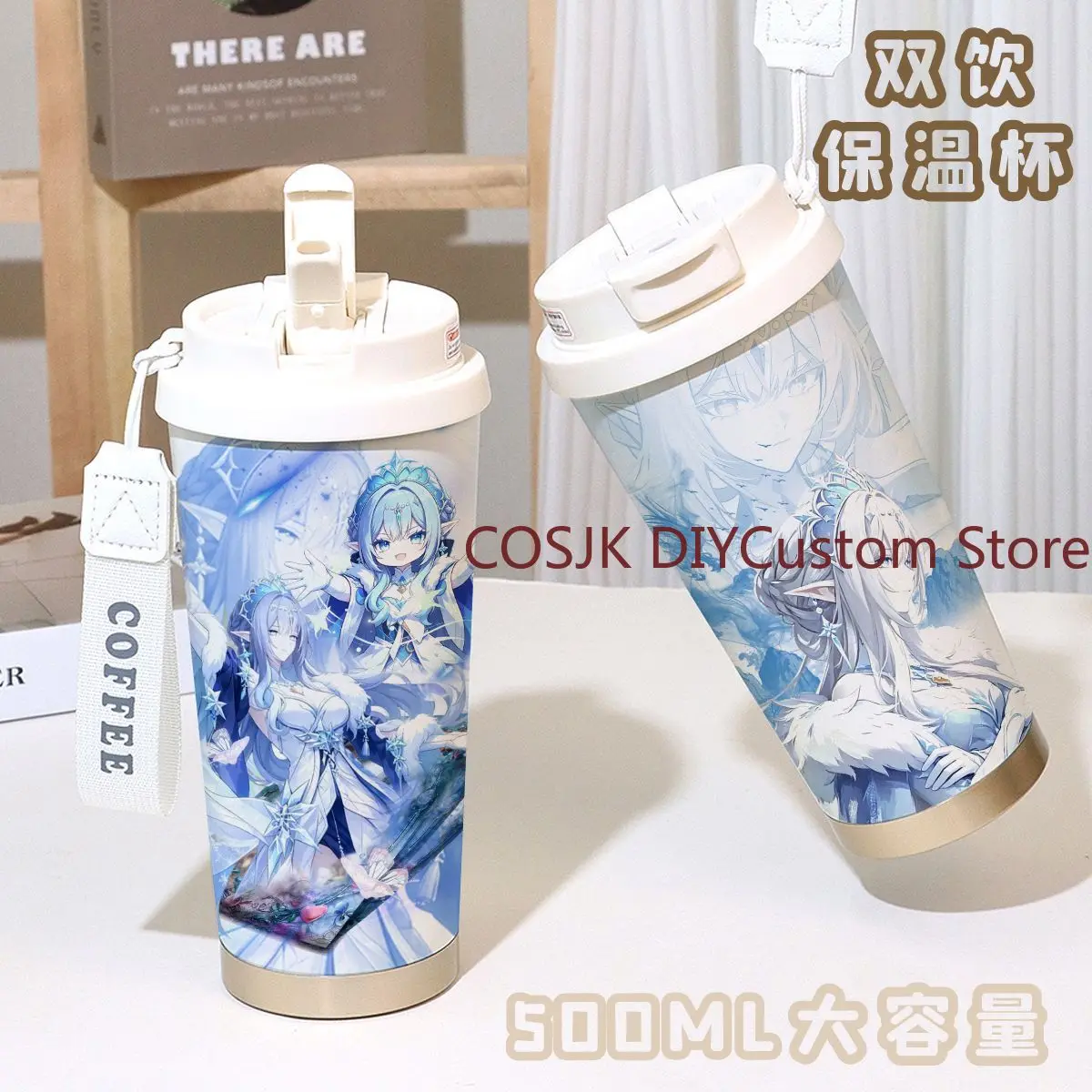 Game Genshin Impact Tsaritsa Anastasya Thermos Cup 316 Stainless Steel Dual‑Use Large Capacity Straw with Lanyard Water Bottle view 5