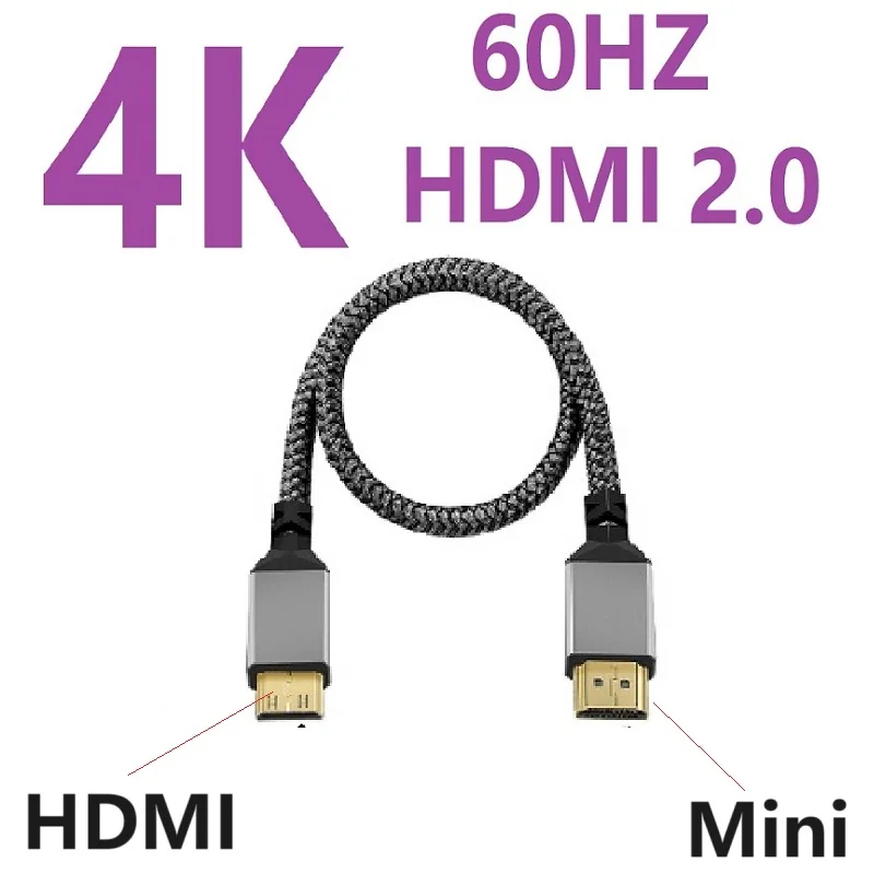 1M 2M 3M 5M 10M 4K 60HZ rozszerzenie mini HDMI do HDMI zwinięte elastyczny kabel z męskiego na męskie kabel z wtyczką HDMI-kompatybilne z komputerem