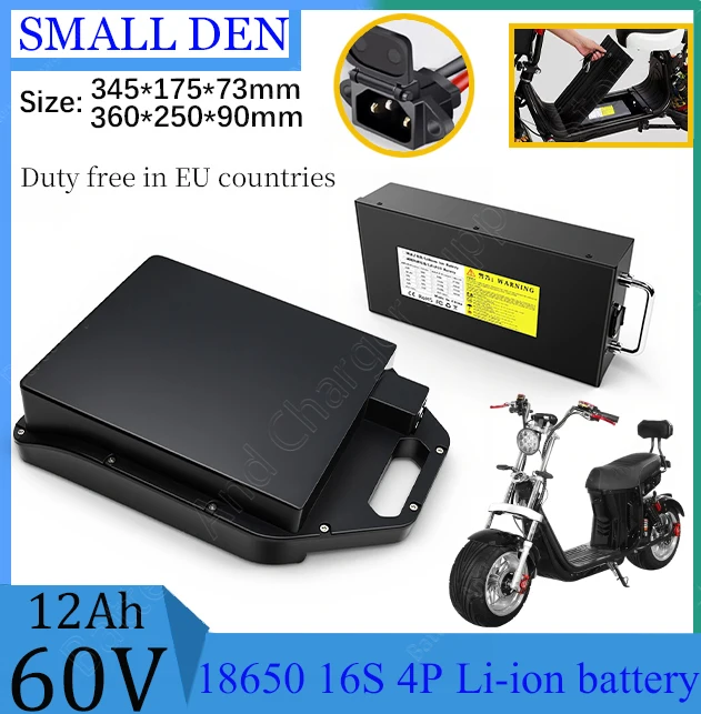 60V 12Ah 15AH 18AH 21AH 25AH 18650 16S lithium battery pack with BMS for 1800W electric scooters and motorcycles