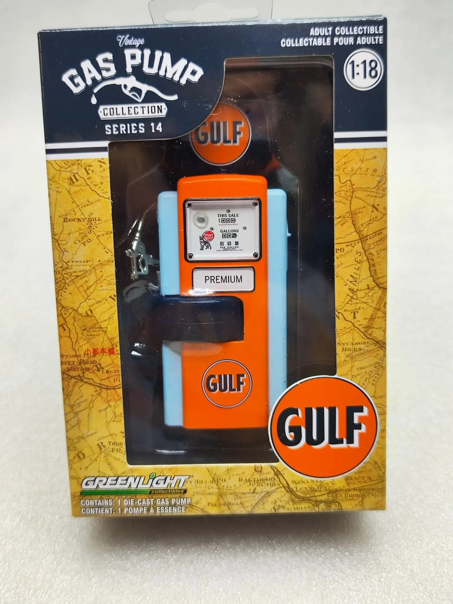 

Green Light 1:18 Retro Air Pump Series 14-1948 Wayne 100-A Воздушный насос Высокое качество Gulf Oil Gulf Oi Коллекционная модель автомобиля из сплава
