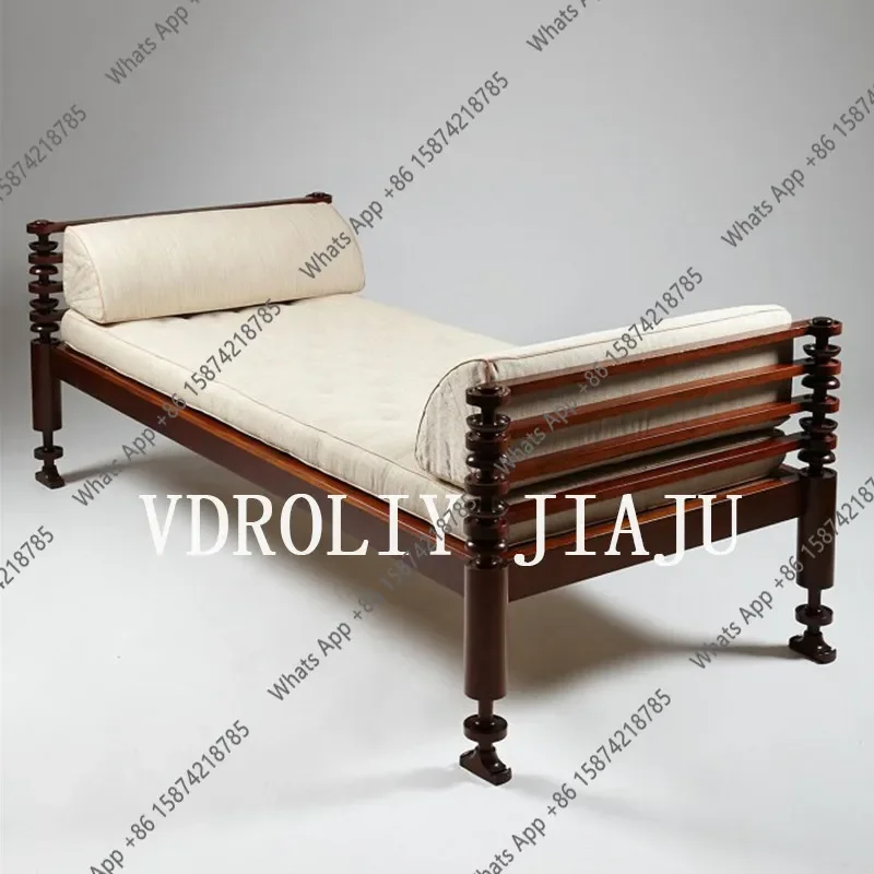 

N64 American solid wood bench simple living room bench creative small apartment cotton and linen bedroom bedside stool Nordic
