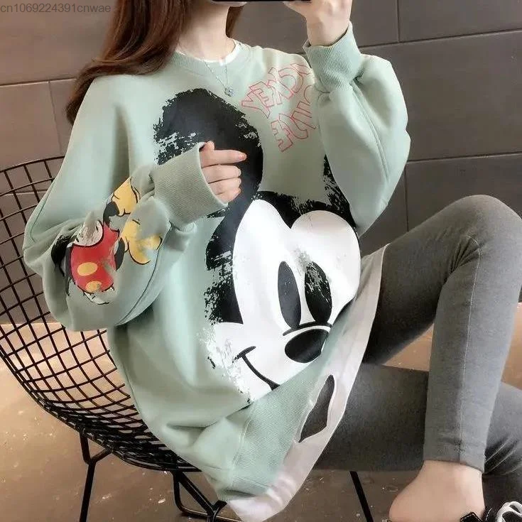 Disney Mickey Mouse Essentials Hoodie Youth Women\'s 2000s Clothes Fashion Long Sleeve Shirt Hip Hop Grunge Yk2 Pullover Tops