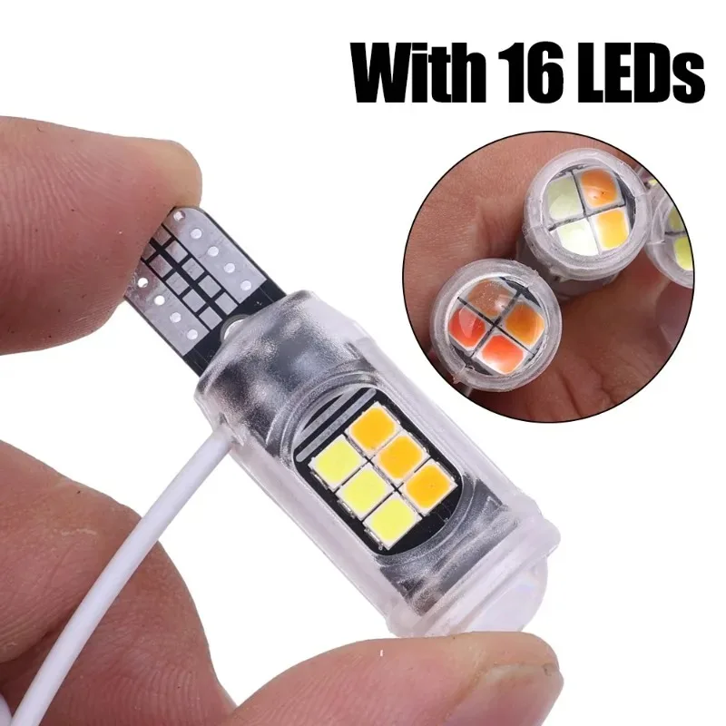 Motorcycle High Brightness T10 LED Indicator Width Light Two-color Turn Signal Lights T15 2835 16smd W5W Tail Bulb Running Lamp