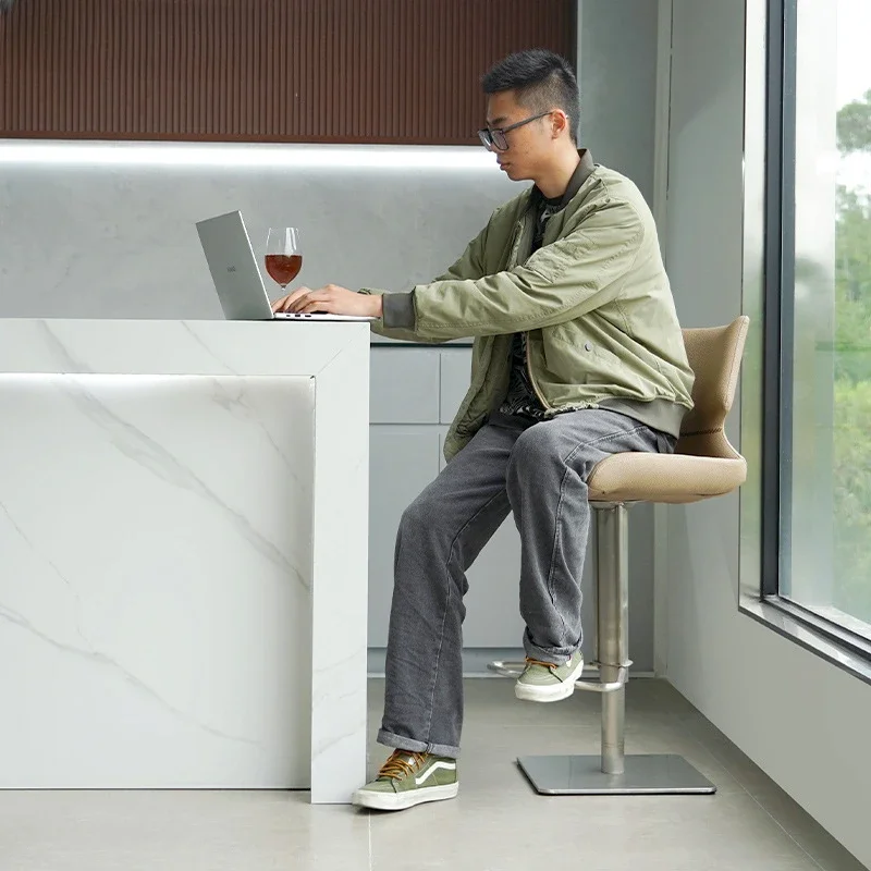 Barre de Maquillage Réglable avec Bras Ergonomique, Tabouret de Bar de Cuisine Haut, Meuble de Restaurant en Velours