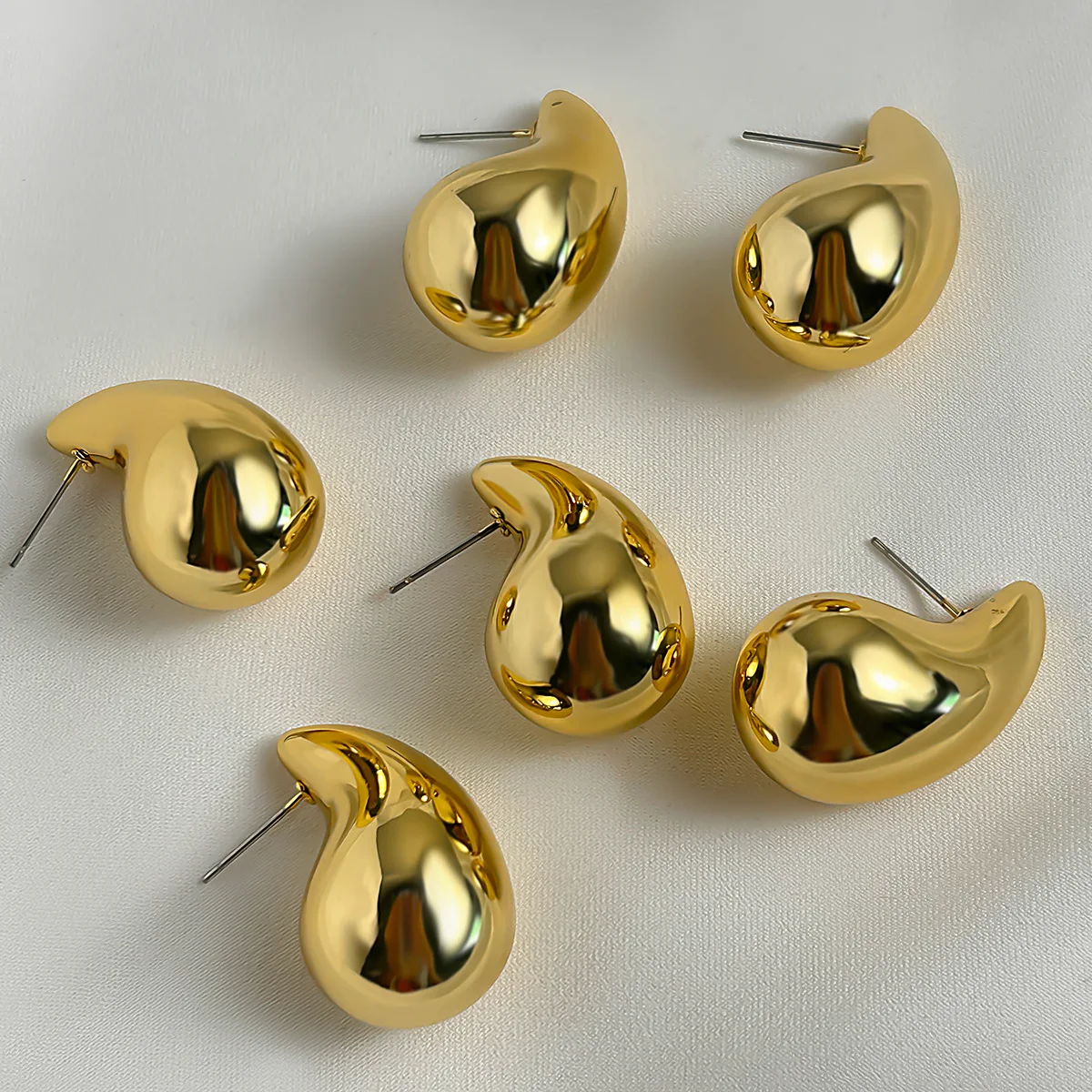 Golden 1/3 Pair Drop Water Stud Vintage Earrings Exaggeration Holiday Fashion Ear Teardrop Clips Jewelry for Woman Jewelry Gift