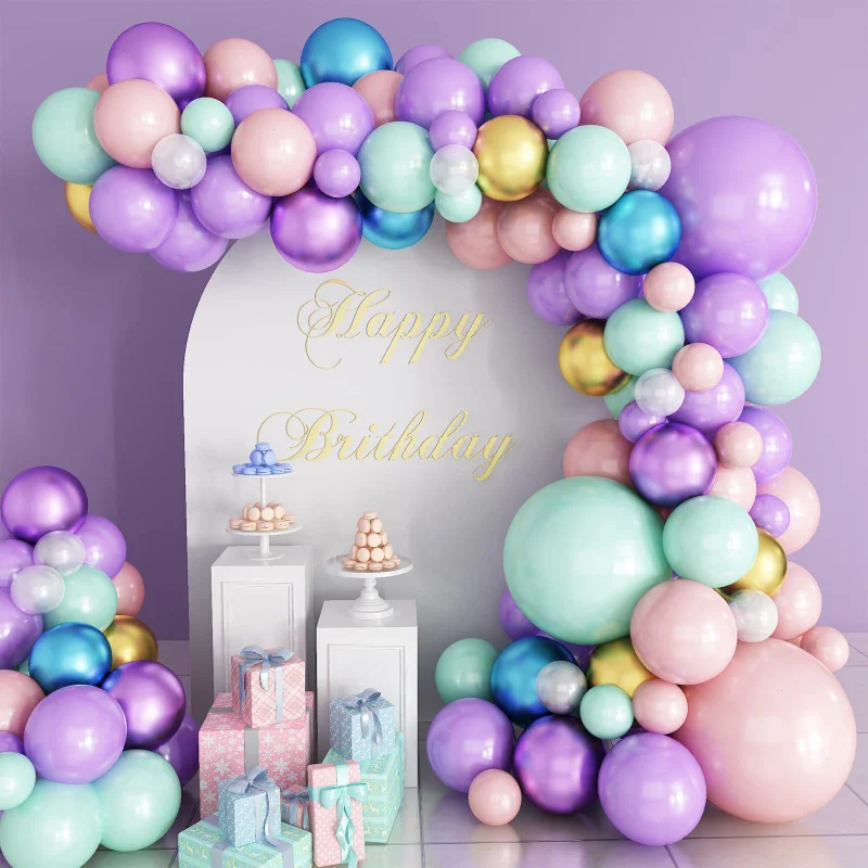 

Macaron Purple Green Blue Latex Balloons Colorful Arche Ballon Wedding Happy Birthday Globos Party Decoration Girl Arch Kit