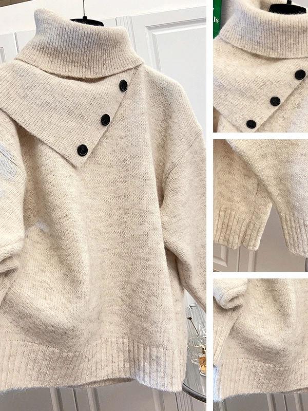Plus Größe Hohe Ne Thiened Pullover Frauen Herbst Winter Lose Abnehmen Gestrickte irt Mädchen Lose Fit Komfortable Warme Top