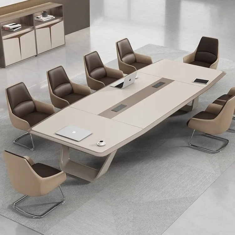 Elegant Multi-Functional Conference Table And Chair Set With Cable Management For Large Meeting Rooms