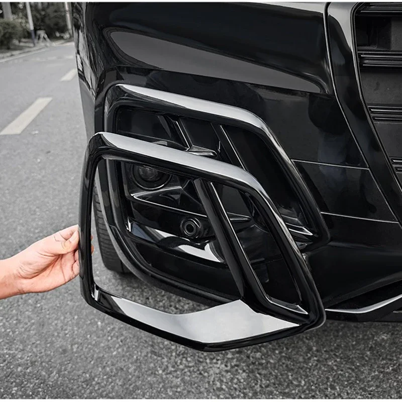 

For Audi Q5 2021 2022 2023 2024 2025 Black Warrior Trim Front Bumper Cover, Fog Lamp Cover, Exhaust Pipe Cover Exterior Parts