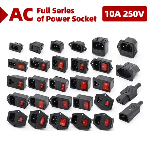 IEC C14 Power Socket with Red LED FILN
